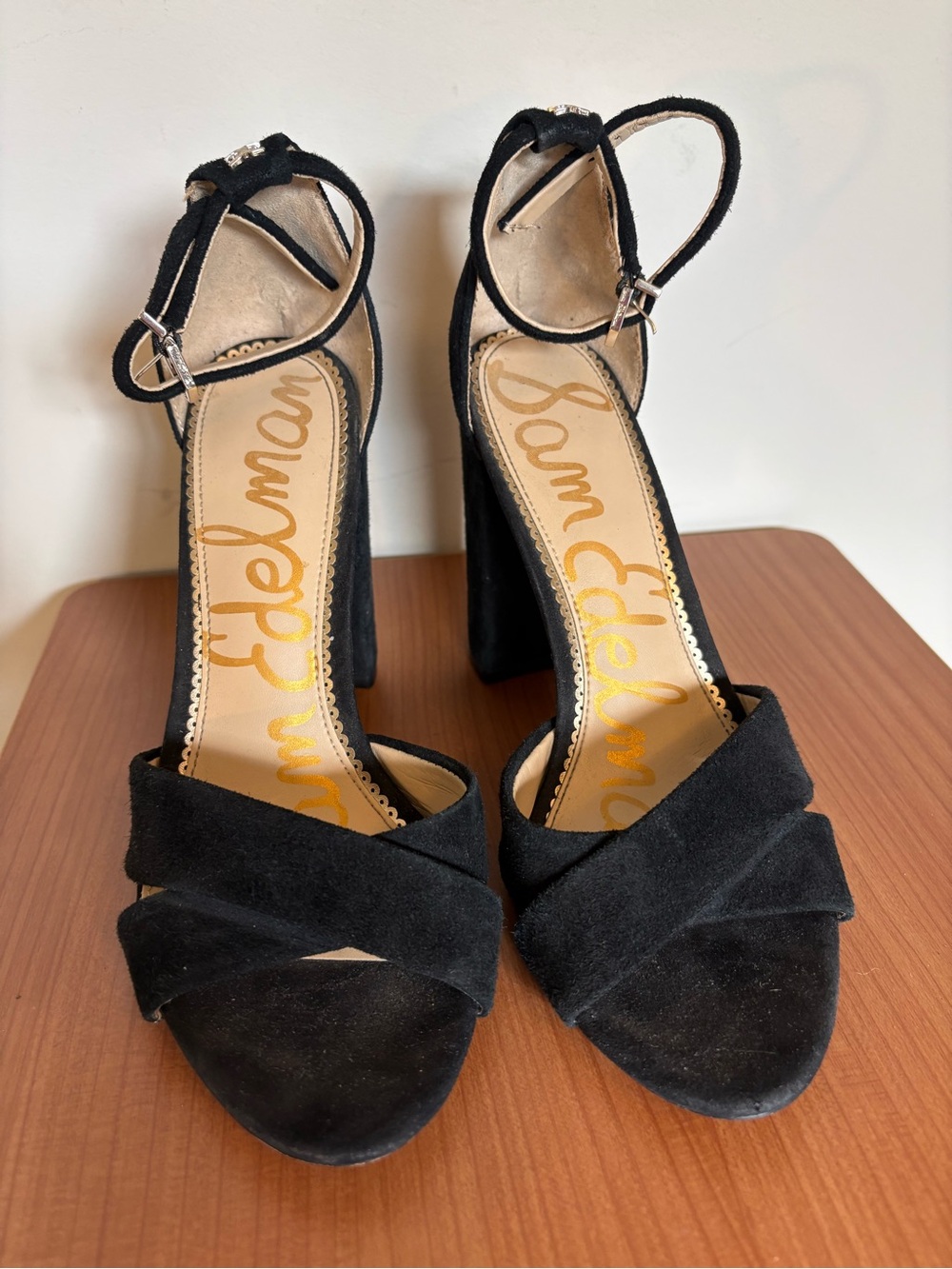 Sam Edelman Yancy Suede Block Heel Sandals Black size 7.5 - Picture 11 of 14